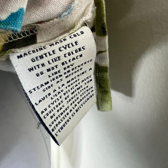 Caribbean Joe 100% Linen Shirt LARGE Womens Hawaiian Floral Tropical Top Cruise - Picture 5 of 7